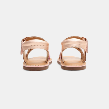 صندل جلدي مجدول وردي للطفلة الرضيعة